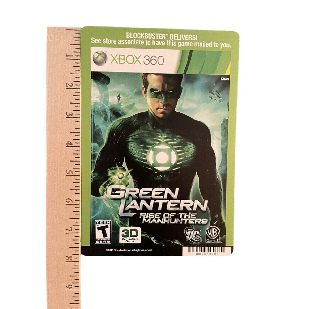 X-Box 360 Green Lantern Manhunters‎ Blockbuster VIDEO BACKER CARD 5"X8"-NO GAME